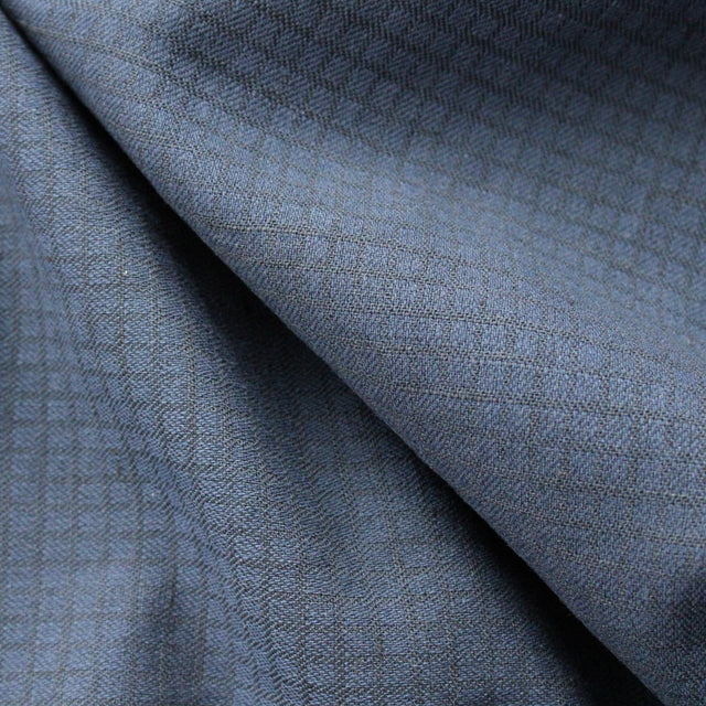 Yarn Dyed Linen + Cotton Blend - Navy Jacquard