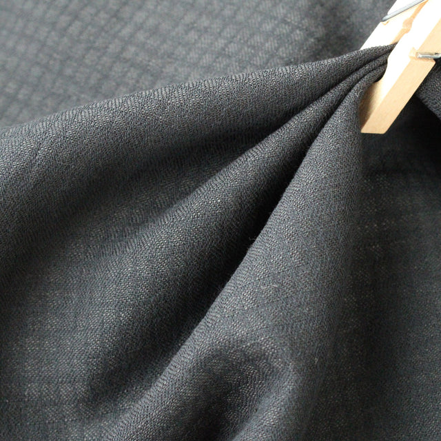Yarn Dyed Linen + Cotton Blend - Black Jacquard