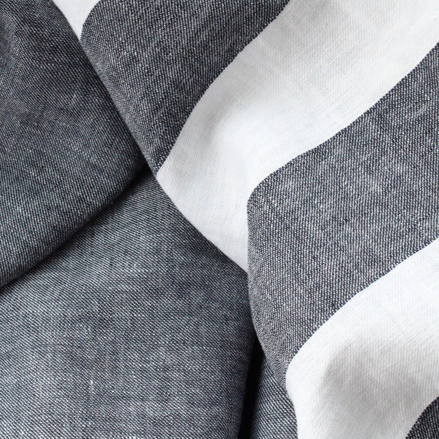 Yarn Dyed Linen + Cotton Blend - Navy Solid