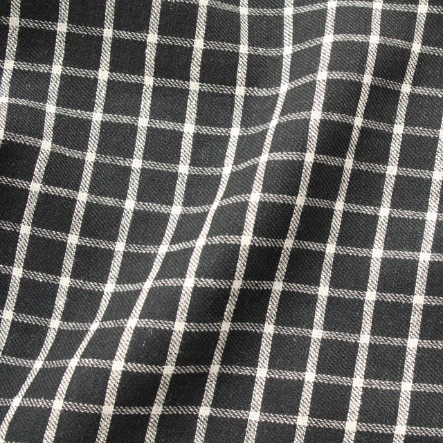 Yarn Dyed Linen + Cotton Blend - Black Check