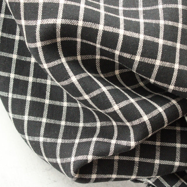 Yarn Dyed Linen + Cotton Blend - Black Check