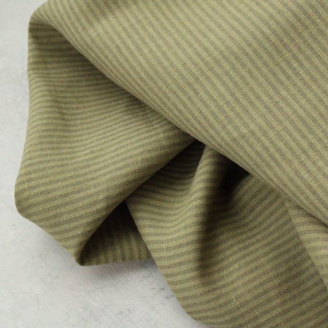 Yarn Dyed Linen + Cotton Blend - Kelp Stripe