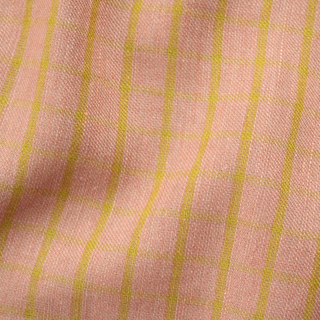 Yarn Dyed Linen + Cotton Blend - Peach Pistachio Check