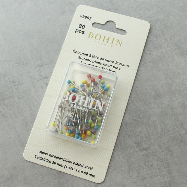 Bohin Morano Glass Head Pins - 80pcs