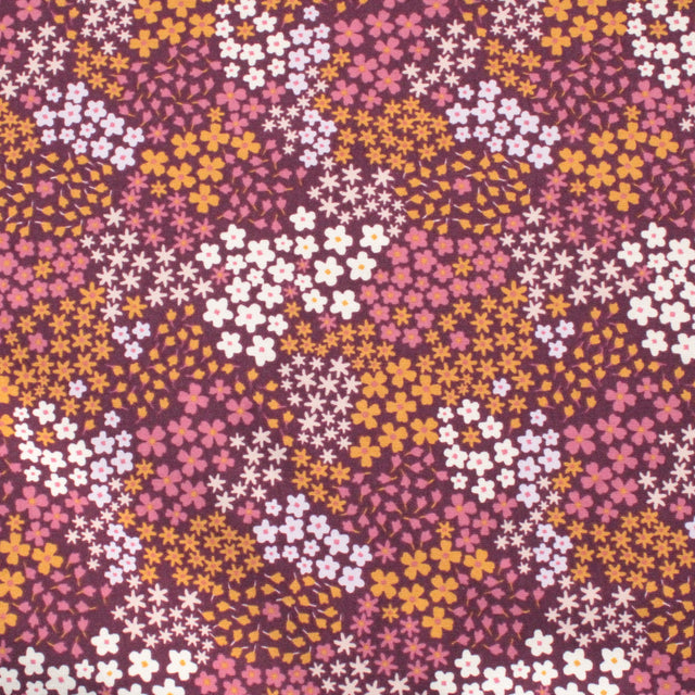 Small Floral French Terry - Bordeaux