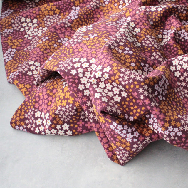 Small Floral French Terry - Bordeaux