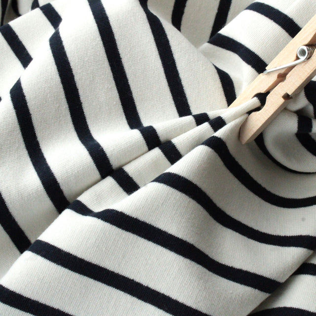 Yard Dyed Stripe French Terry - Ecru