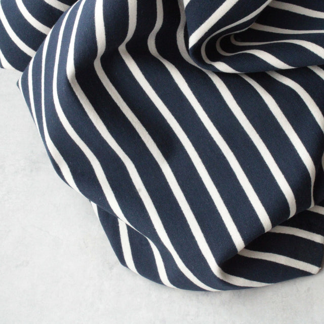 Yard Dyed Stripe French Terry - Navy