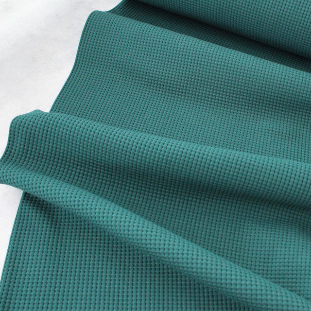 Organic Cotton Waffle Knit - Dark Cyan