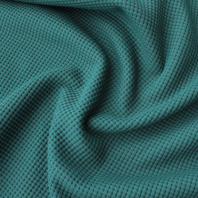 Organic Cotton Waffle Knit - Dark Cyan