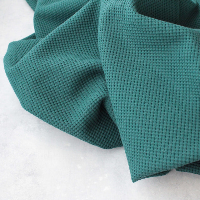 Organic Cotton Waffle Knit - Dark Cyan