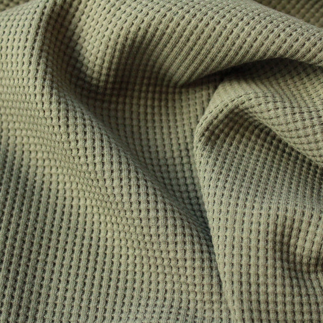 Organic Cotton Waffle Knit - Army Green