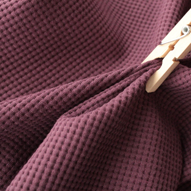 Organic Cotton Waffle Knit - Aubergine