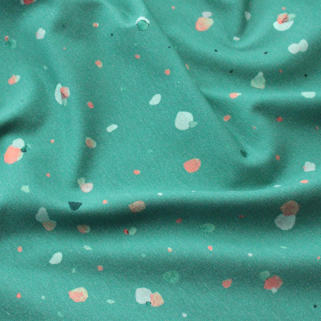 Cotton Jersey Rock Dots - Green