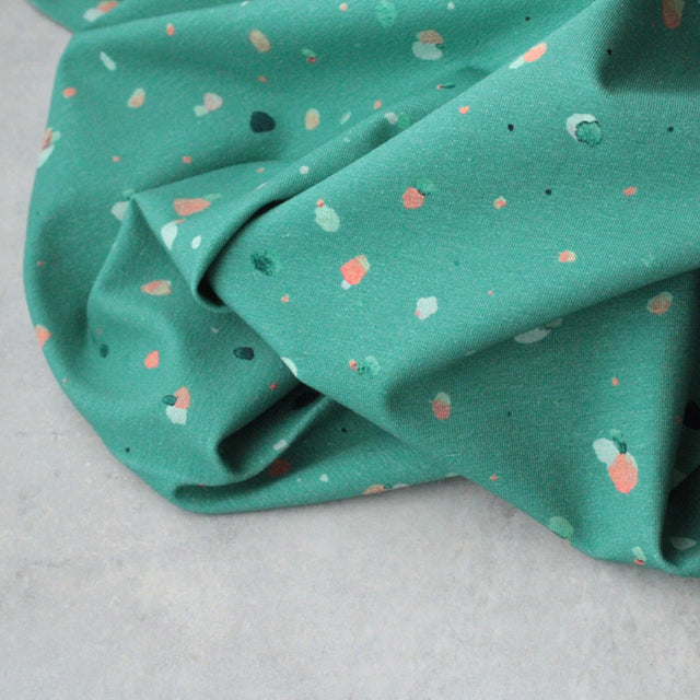 Cotton Jersey Rock Dots - Green