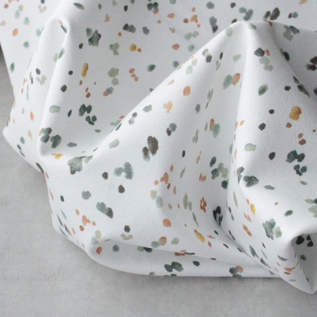 Cotton Jersey Watercolour Spots - Green