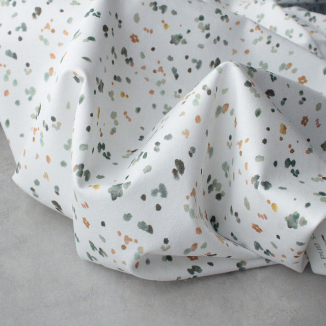 Cotton Jersey Watercolour Spots - Green