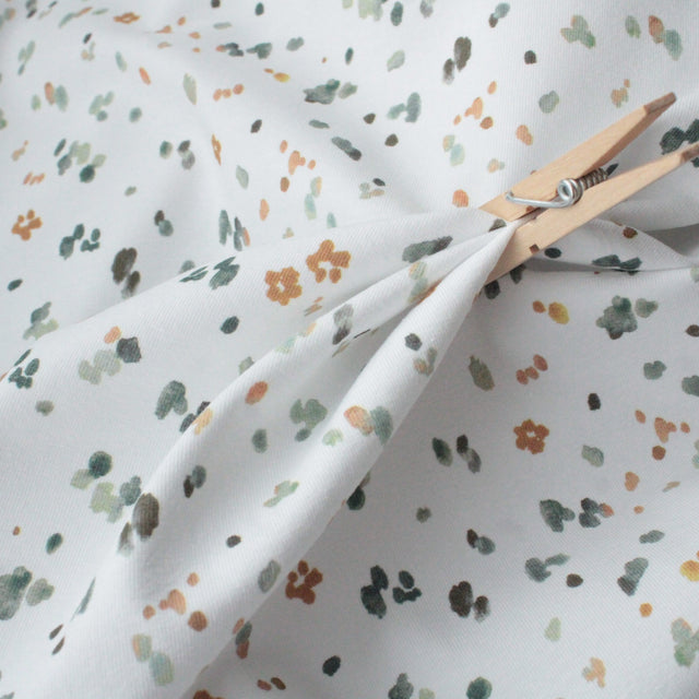 Cotton Jersey Watercolour Spots - Green