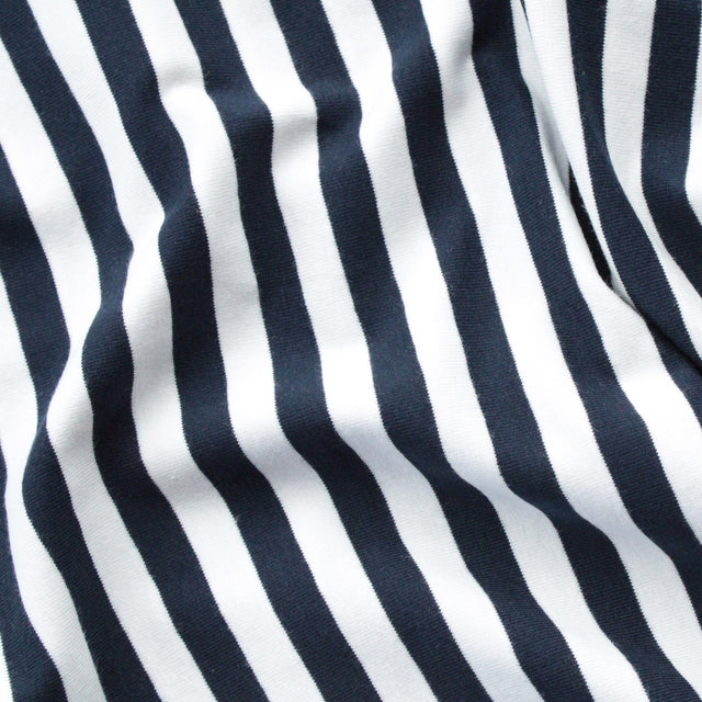 Cotton Jersey Yarn Dyed Stripe - Navy