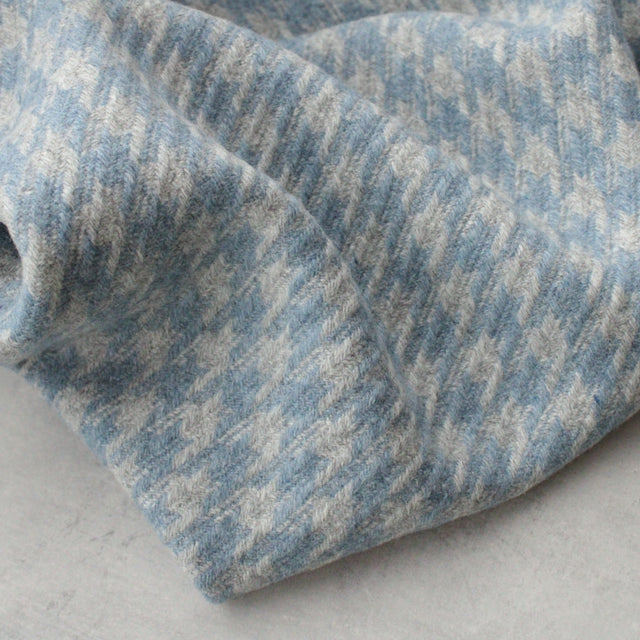 French Deadstock Wool Blend - Blue + Grey Houndstooth