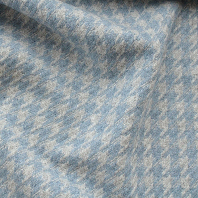 French Deadstock Wool Blend - Blue + Grey Houndstooth