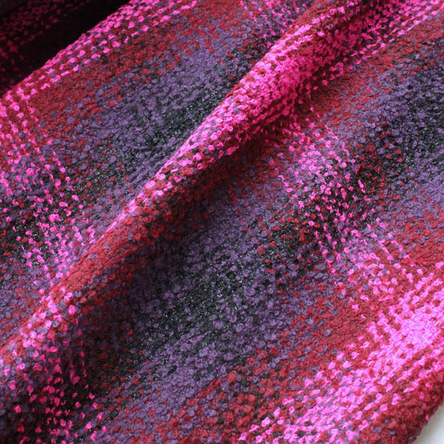 Italian Deadstock Wool Blend - Fuchsia + Purple Plaid