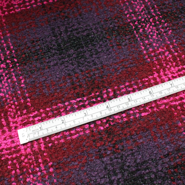 Italian Deadstock Wool Blend - Fuchsia + Purple Plaid