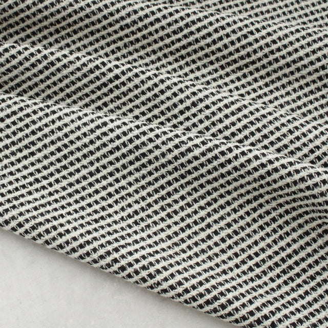 Italian Deadstock Wool + Cotton Blend - Black + White Square Tweed