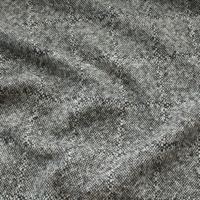 Italian Deadstock Wool Blend - Black + White Tweed