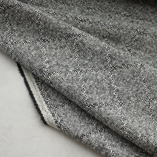 Italian Deadstock Wool Blend - Black + White Tweed