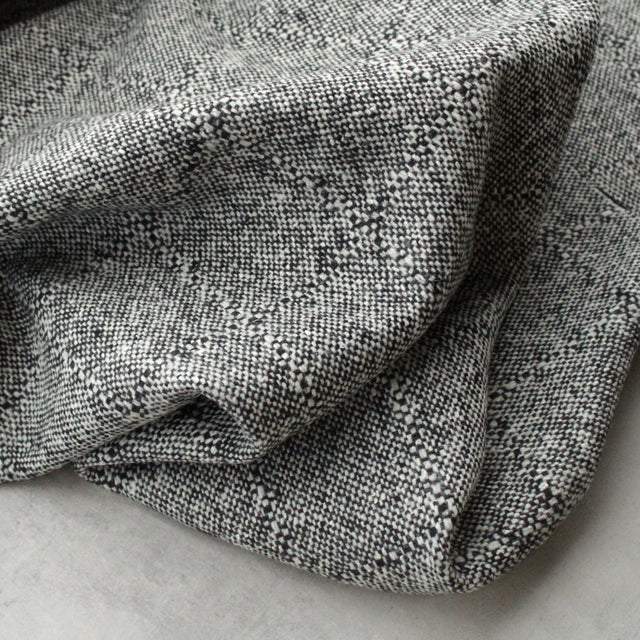 Italian Deadstock Wool Blend - Black + White Tweed