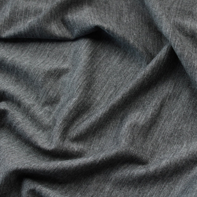 Merino + Tencel Blend Wool Stretch Jersey - Charcoal Marle