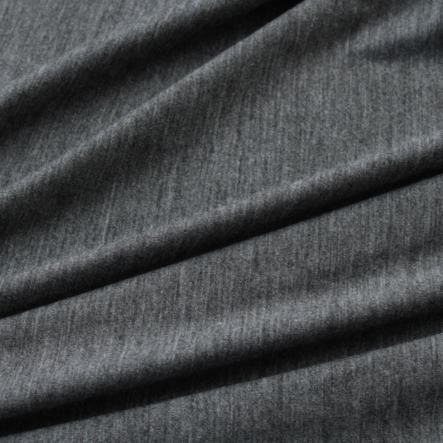 Merino + Tencel Blend Wool Stretch Jersey - Charcoal Marle