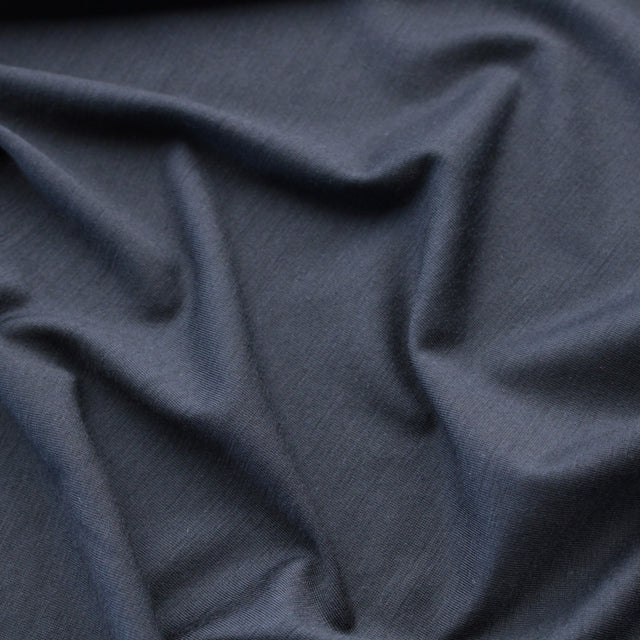 Merino + Tencel Blend Wool Stretch Jersey - Navy