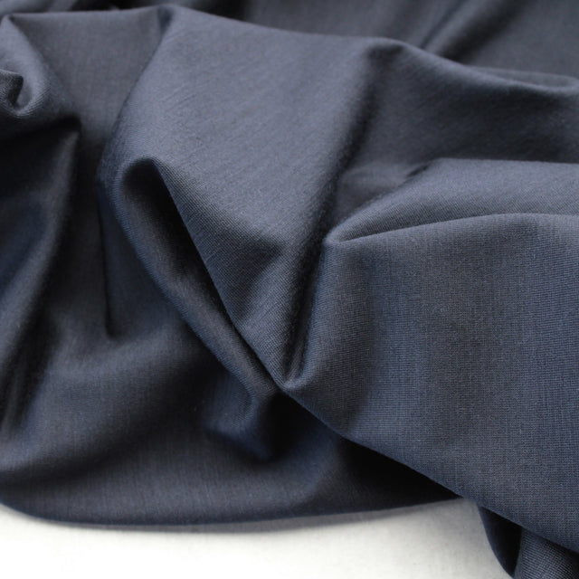 Merino + Tencel Blend Wool Stretch Jersey - Navy