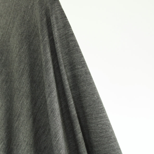 Merino + Tencel Blend Wool Stretch Jersey - Charcoal Marle