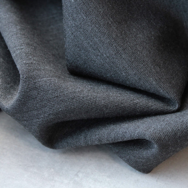 Merino + Tencel Blend Wool Ponte - Charcoal Marle