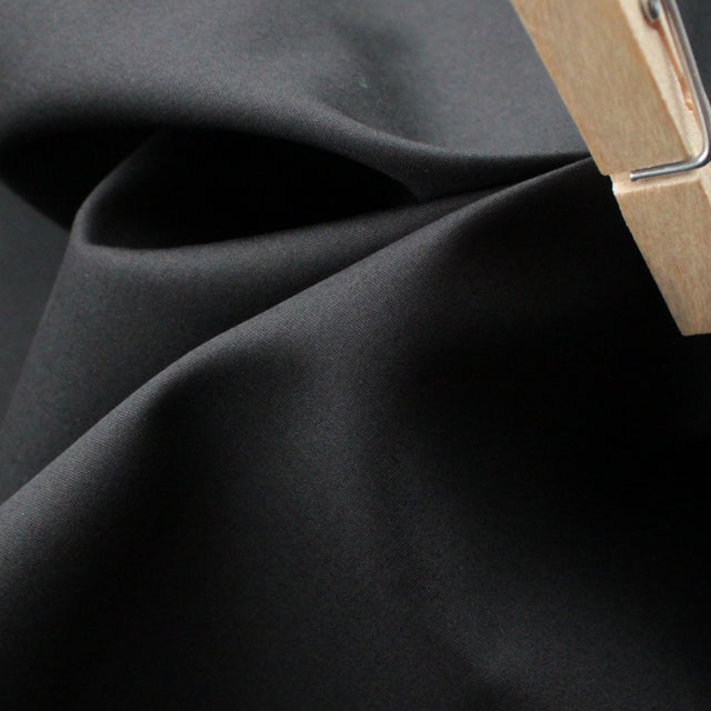 Luxe 2 Ply 120's Italian Cotton Shirting - Black Poplin