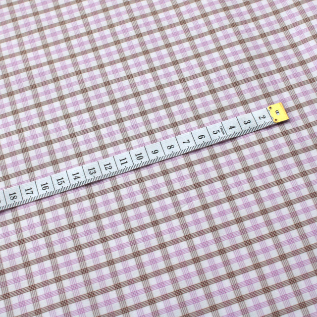 Luxe 2 Ply 100's Italian Cotton Shirting - Pink & Brown Check
