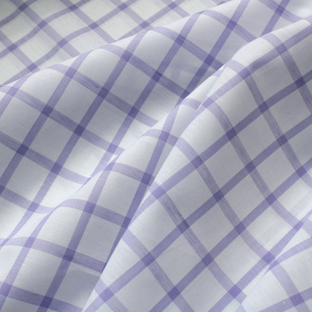 Luxe 2 Ply 120's Italian Shirting Cotton & Linen Blend - Lavender & White