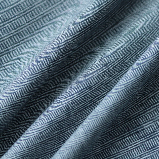 Yarn Dyed Linen + Cotton Blend - Navy Herringbone