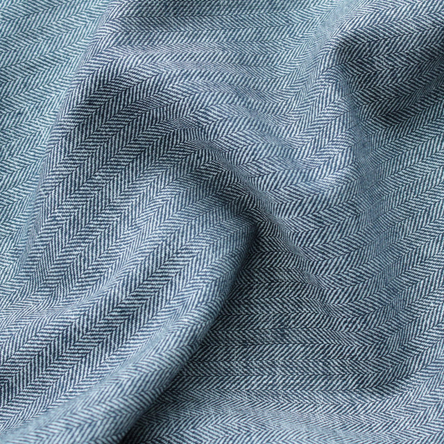 Yarn Dyed Linen + Cotton Blend - Navy Herringbone