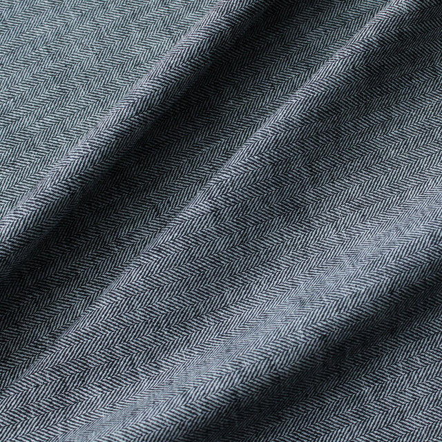 Yarn Dyed Linen + Cotton Blend - Black Herringbone