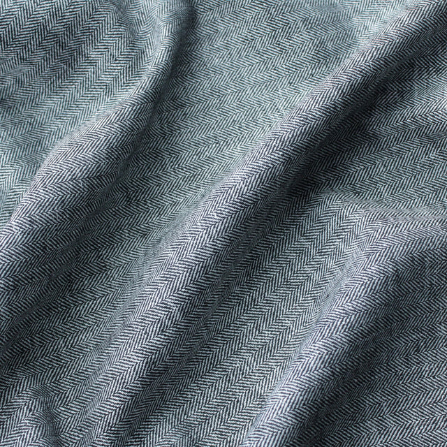 Yarn Dyed Linen + Cotton Blend - Black Herringbone