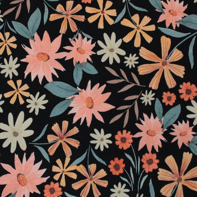 Cotton Jersey Wildflower - Black