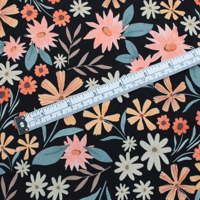 Cotton Jersey Wildflower - Black