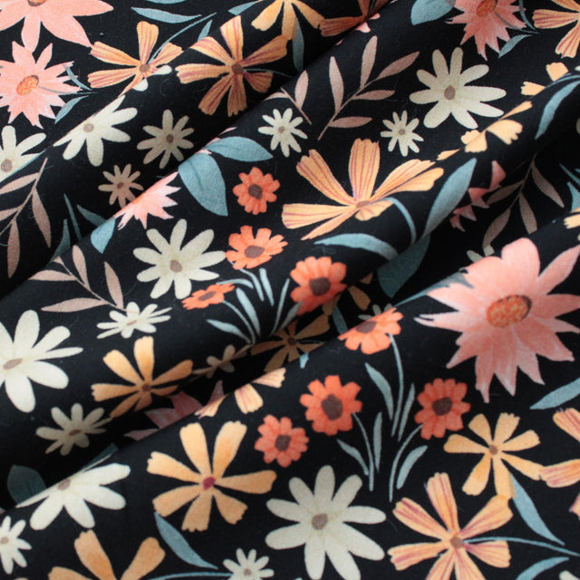 Cotton Jersey Wildflower - Black