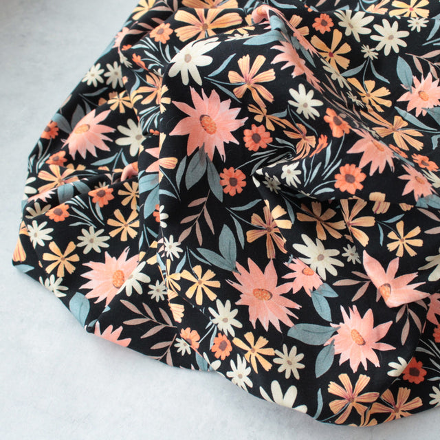 Cotton Jersey Wildflower - Black