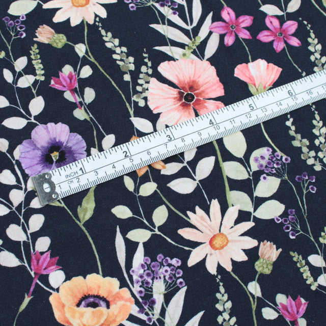 Cotton Jersey Wildflower - Navy