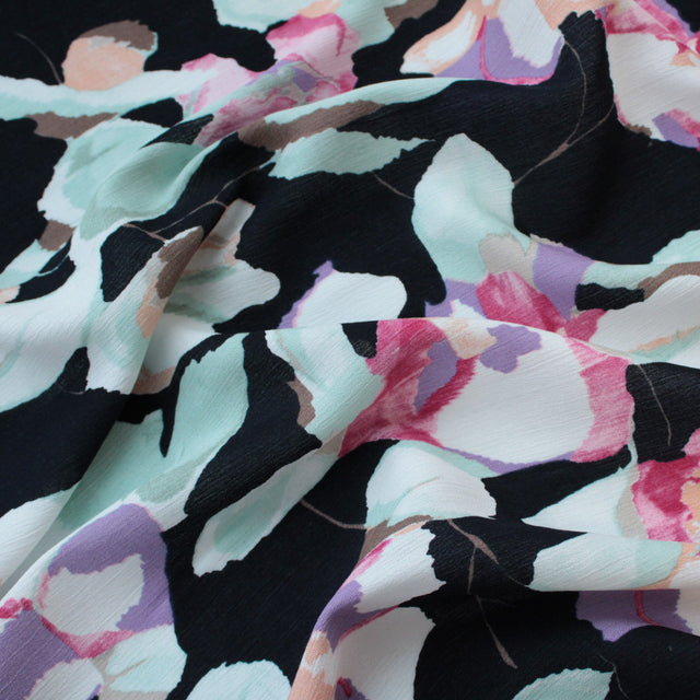 Viscose Borken Crepe - Navy Fleur